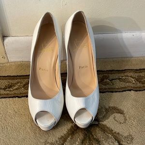 Christian Louboutin White Peep-Toe Heels 120mm